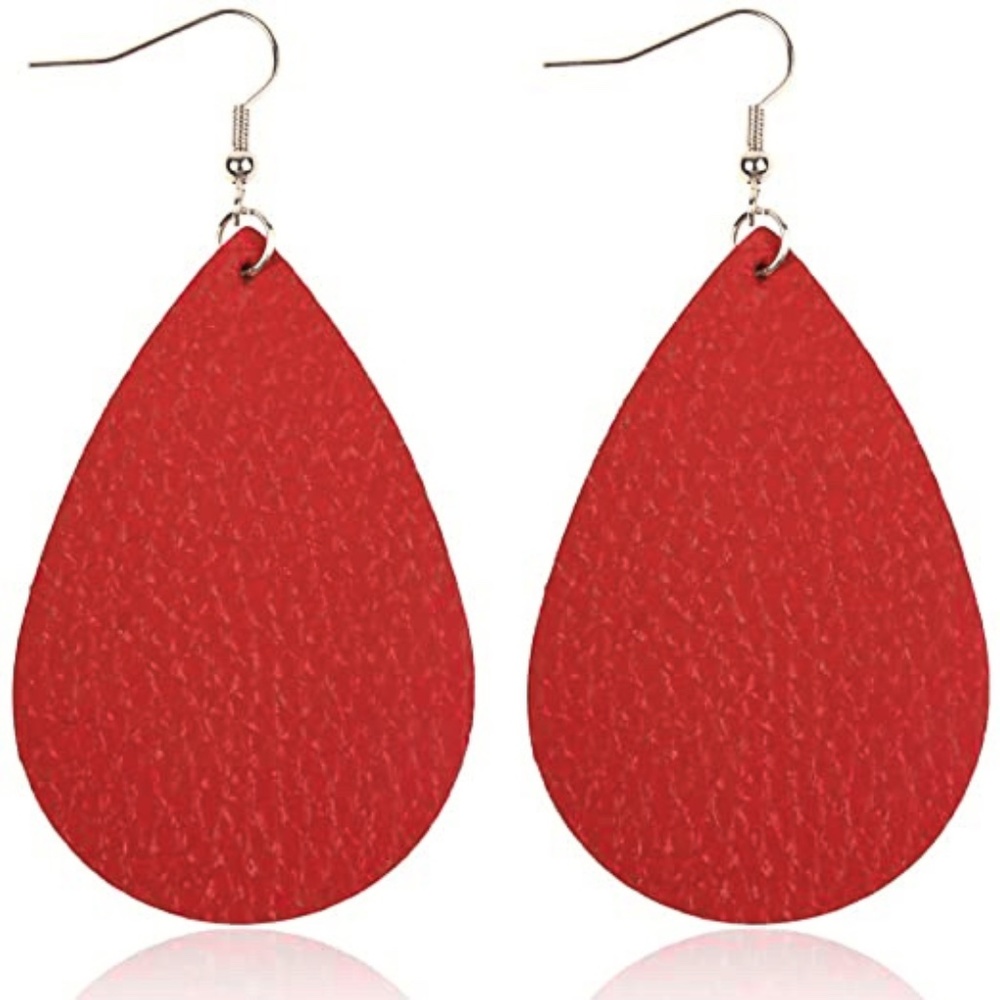 Handmade Vegan Leather Teardrop Dangle Set NWT